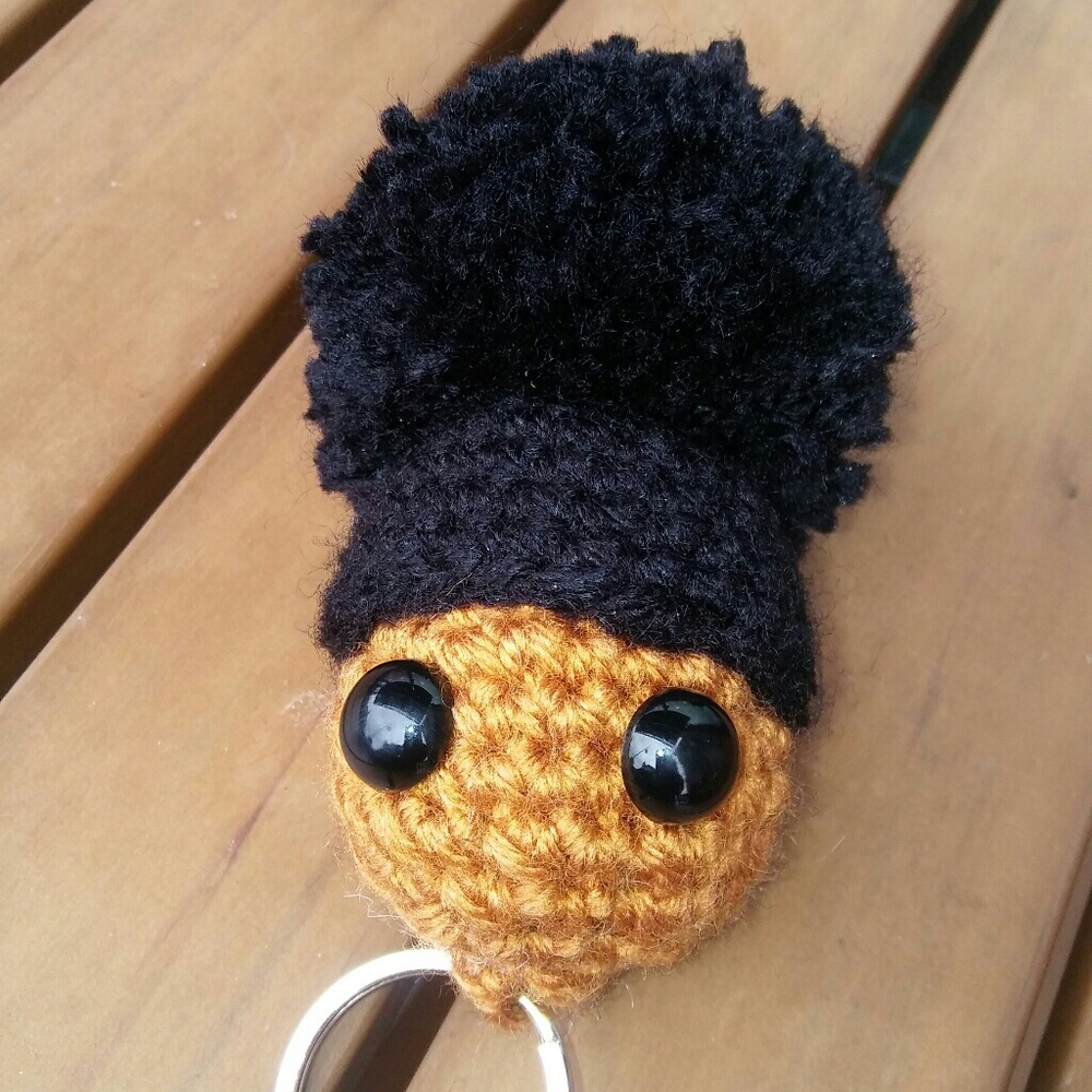 Crochet Afro Puff Keychains